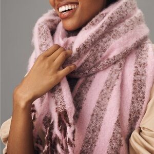 Anthropologie  Pink and brown Striped Scarf NWOT
